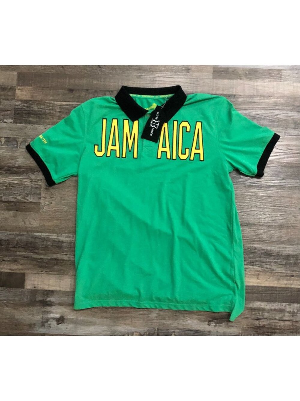 Robin Ruth Mens XL Jamaica Embroidered Polo Shirt Green New with Tags